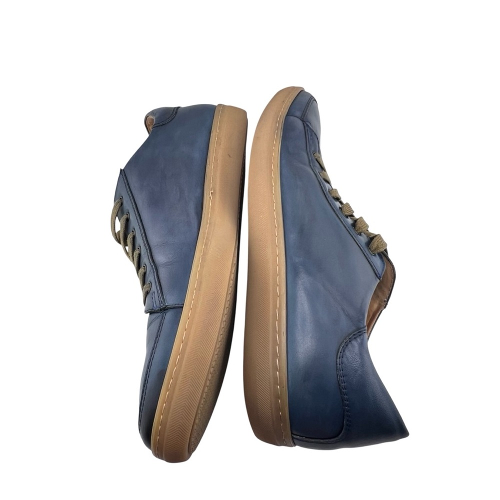 Mezlan Masi Lace Up Leather Sneaker Mens 10M Blue Made in Spain Quiet Luxury - Picture 3 of 11